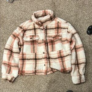 NOBO Cream and Brown Teddy Jacket Sweater